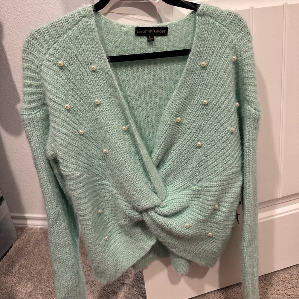 NWT Faux pearl sweater